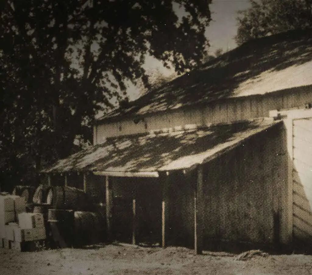 Vintage wooden barn at Cakebread Cellars, showcasing rustic architecture and traditional vineyard storage style.